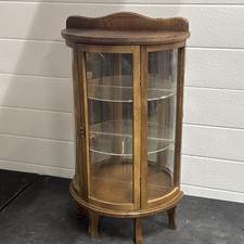 Vintage Curved Glass Wood Mini