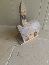 Wooden Rustic Money Box Church - Folk Art - Amish