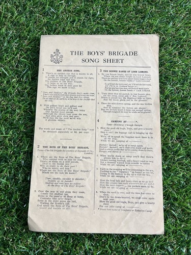 Boys brigade song sheet - song,
