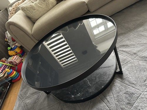 Black round coffee table - round,
