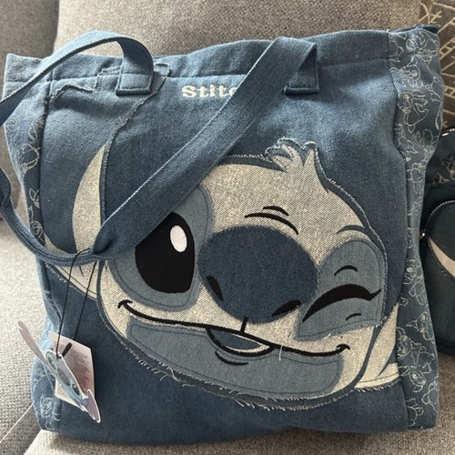 Disney stitch large denim tote - disney,