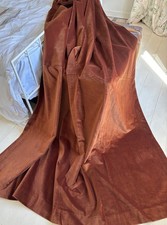 GORGEOUS VINTAGE VELVET CURTAINS - RICH TERRACOTTA 1.15m Long x 1.1m Wide