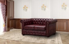 CHESTERFIELD OX RED FAUX LEATHER SOFA SET SUITES SETTEE  2 TWO SEATER
