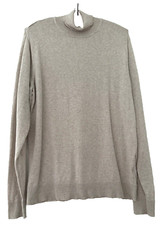 PRIMARK.  OATMEAL MARL COTTON MIX KNIT POLO NECK SWEATER.  SIZE MEDIUM