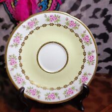 VINTAGE BONE CHINA 'CLARE' SAUCER, LEMON PINK ROSES GILT DETAILING 5.5INCH/14CM