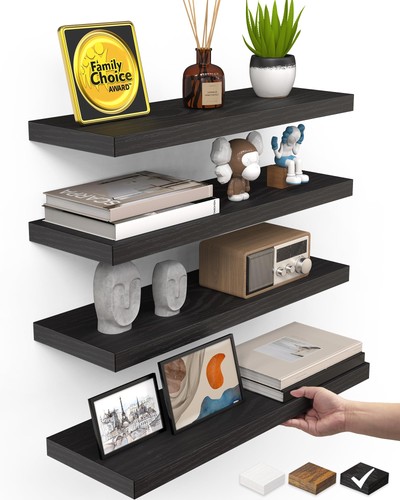 Bayka black floating shelves - floating,