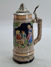 German Beer Stein Hand-Painted Stamped Foreign 10 x 2.5 inch