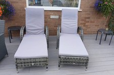 Grey Rattan Effect 'Outsunny' Sun Loungers.