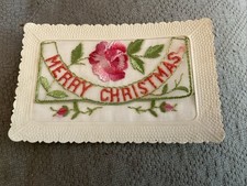 Ww1 Silk Postcard Merry Christmas Unused