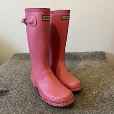 Hunter UK Size 5 (EU 38) Kids Junior Pink Wellies Wellington