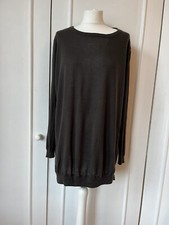 JOSEPH Olive Green Knit Tunic & Sheer Fabric Back Long Sleeve Size M