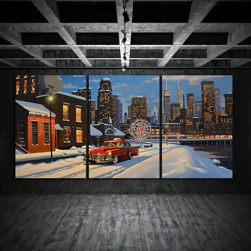 3pcs snowy urban scene - 3pcs,