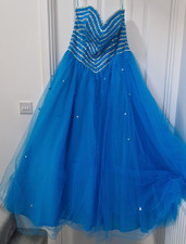 Mori Lee by Madeline Gardner Sparkle Blue Ball Gown Prom Dress Size UK 18