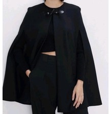 ZARA Manteca Wool Cape Poncho Coat Jacket Size X Large 