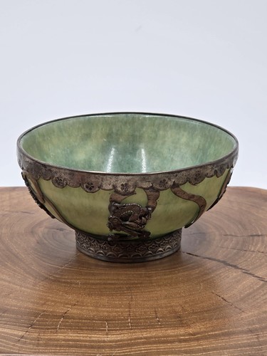Vtg asian estate jade bowl - vtg,