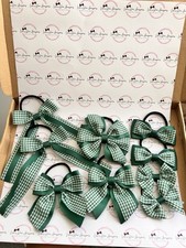 Green Gingham School Bows