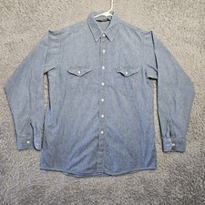 Vintage70's OSH KOSH B'Gosh Workwear Chambray Shirt XL Blue Cotton Flap Pockets