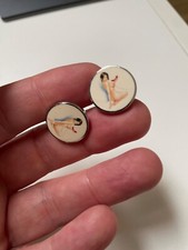 Paul Smith 50s 'Pin Up' Cufflinks Silver and White Men's