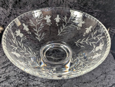 Rockingham Crystal Bowl Hand Cut in a Fuchsia Pattern 25cm in Diameter 