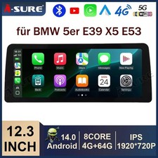 12.3" 2K 8-Core Android 14 CarPlay For BMW E39 X5 E53 Car GPS Sat Nav Unit Radio