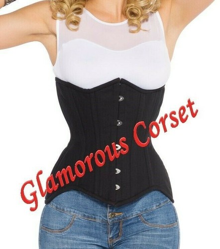 Long steel boned corset waist - steel,