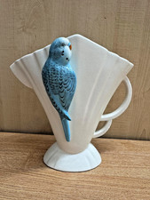 ART DECO FALCON WARE Jug/Vase Featuring Blue Budgerigar Bird