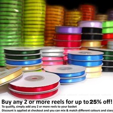 Satin Ribbon Double Sided 23m Reels Width 3 6 10 15mm BUY 2+ for up to 25% OFF