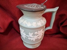 Antique Victorian Dudson Jasper Hops & Vine Pewter Lidded Jug 19cm Unusual Shape
