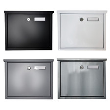 Steel Post Box Black White Silver Postbox Outdoor Mail Lockable Letter Storage