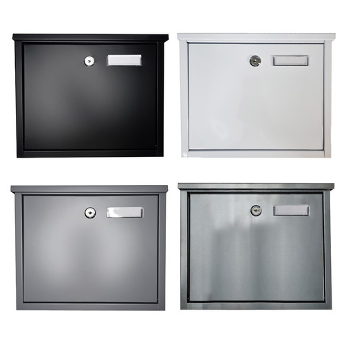 Steel post box black white - steel,