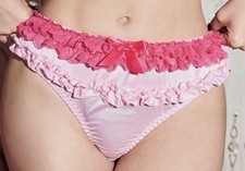 Womens Ladies Silky Feel Frilly Thong Briefs  Panties Knickers XL 16