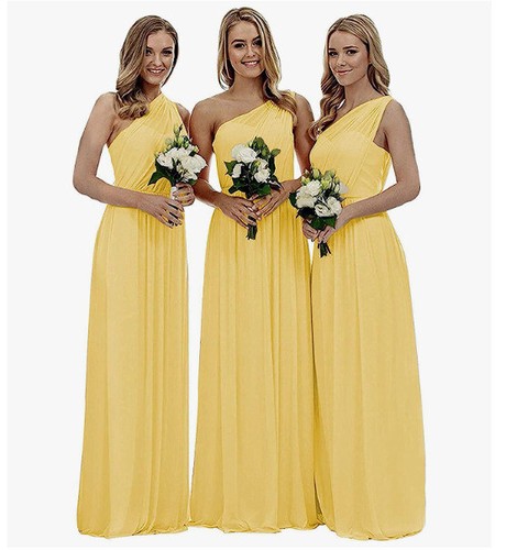 Chiffon one shoulder long - chiffon,