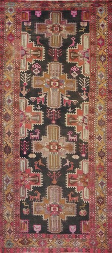 Animal design black runner rug - black,