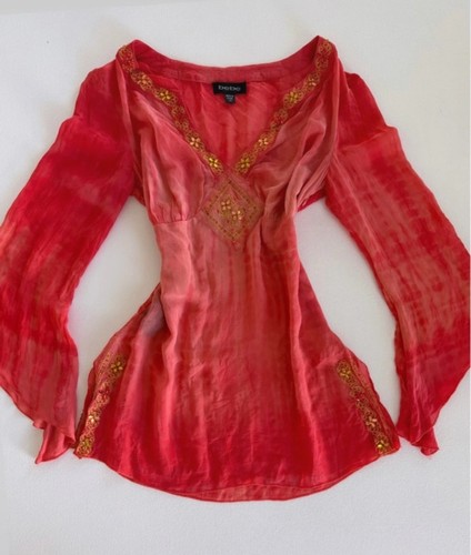 Bebe red silk chiffon - chiffon, sheer