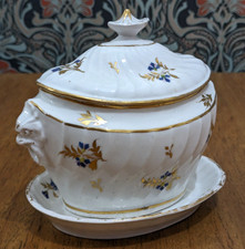 Georgian 18th Century Chamberlain Worcester Porcelain Sucrier Bowl Tureen Stand