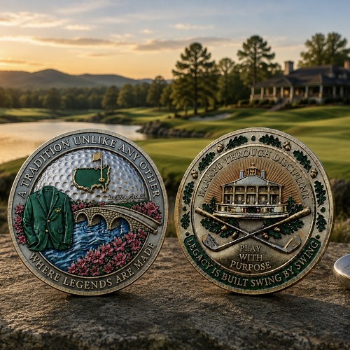 Augusta inspired golf coin - golf,
