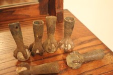 Lot of 7 Cast Metal Eagle Claw & Glass Ball Piano Stool Feet Old Parts