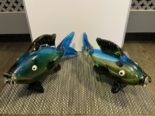 Murano Art Glass Blue Fish X2