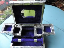 Indian Vintage Style Embossed Elephant Book Design Jewellery Box Silver Metal