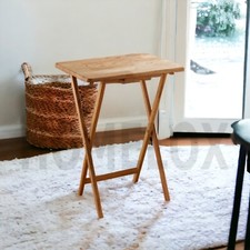 Small Folding Rubberwood TV Table Side Fold Computer Desk Table Diner Tea Coffee