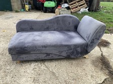 Vintage Style Grey Velvet Chaise Longue Drop Arm Sofa with Storage