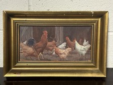 Fabulous Original Watercolour Depicting Hens /Chickens By Hungarian Sandor Budai