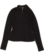 ABERCROMBIE & FITCH Womens Crop Tracksuit Top Jacket UK 10 Small Black BI20