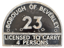 Borough of Beverley Hackney Taxi Cast Aluminium License Licence Number Plate 23