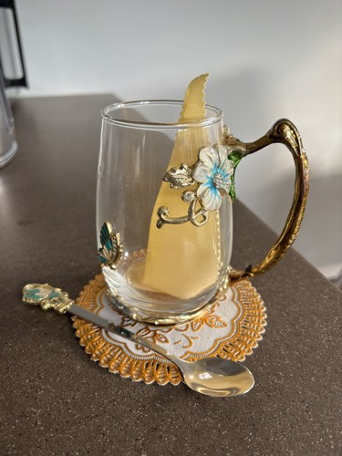 Floral enamel glass tea - enamel,