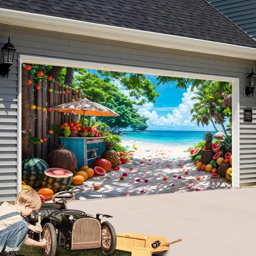 Summer garage door - garage, banner
