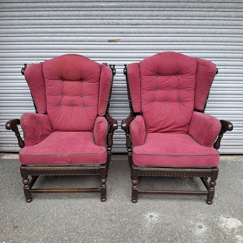 Ercol cloister armchairs pair - cloister,