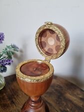 Wooden Ornate Egg Trinket Box Keepsake Casket Hinged