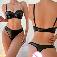 Womens Faux Leather Lingerie