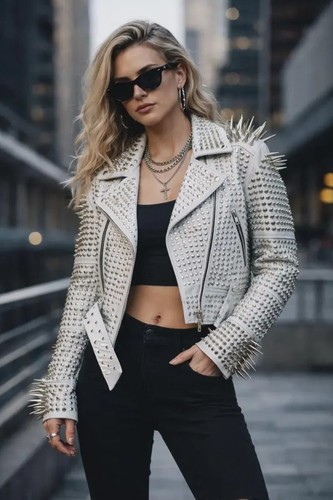 White punk studded leather - punk,